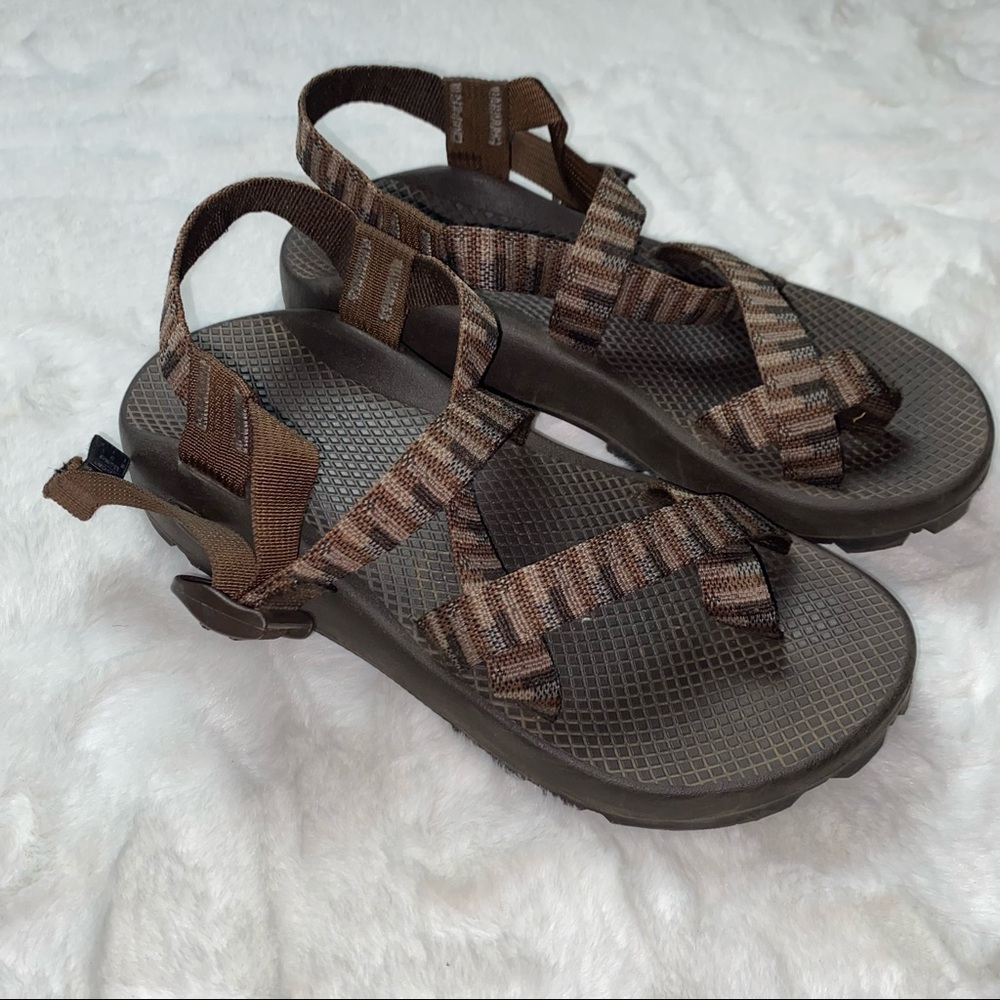 Chaco Mens Brown Toe Sling Brown Aztec Stripe 8